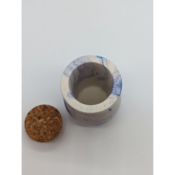 Pencil or Makeup Jar and Mushroom Trinket Jar Blue Handmade - Picture 5 of 10